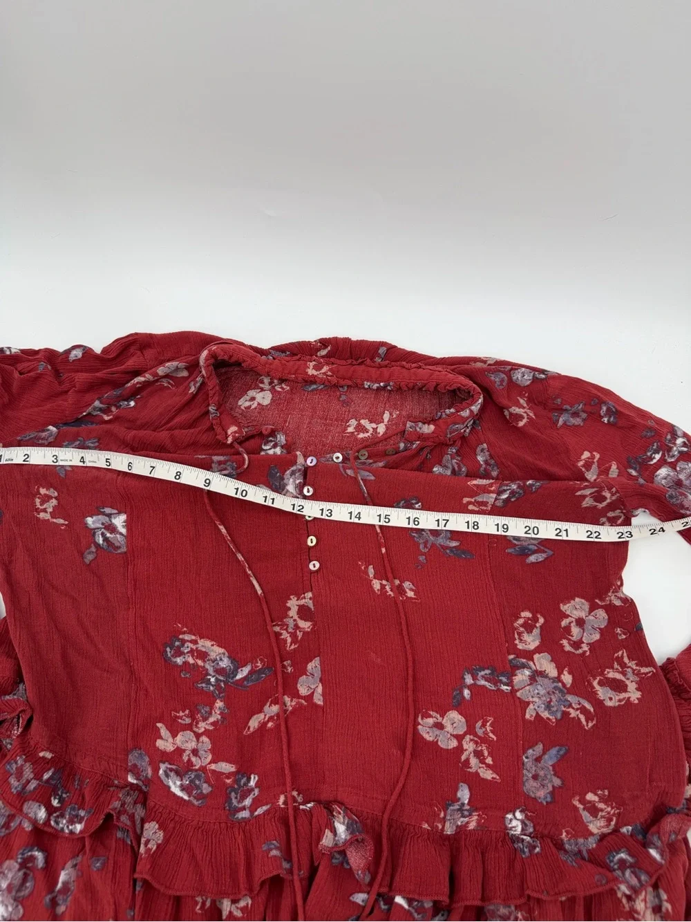Free People Floral Ruffle Boho Tunic Top Size S